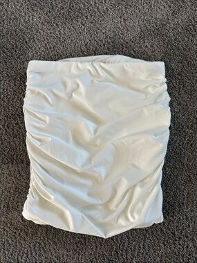 White Ruched Bodycon Skirt